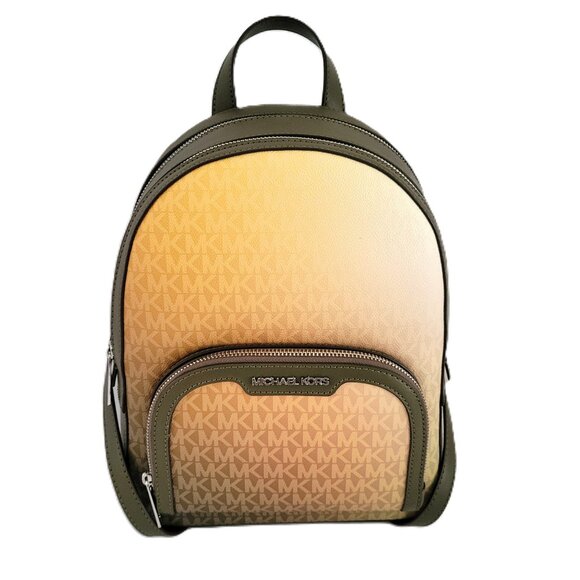 Michael Kors Jaycee Medium Zip Pocket Backpack MK Olive Multi Ombre - Picture 1 of 8